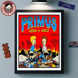 Primus Onward And Upward Louisville Kentucky 2025 Concert Poster At Iroquois Amphitheater On July 15 2025 Beavis And Butt-Head Home Decor Poster Canvas