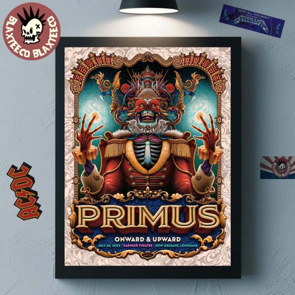 Primus Onward And Upward New Orleans Louisiana 2025 Gig Poster At Saenger Theatre On July 28 2025 Home Decor Poster Canvas