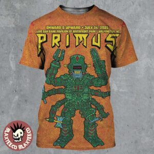 Primus Onward And Upward Wilmington North Carolina 2025 Event Poster At Live Oak Bank Pavilion At Riverfront Park On July 26 2025 All Over Print Shirt