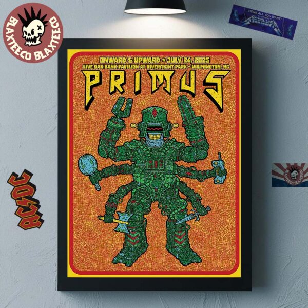 Primus Onward And Upward Wilmington North Carolina 2025 Event Poster At Live Oak Bank Pavilion At Riverfront Park On July 26 2025 Home Decor Poster Canvas