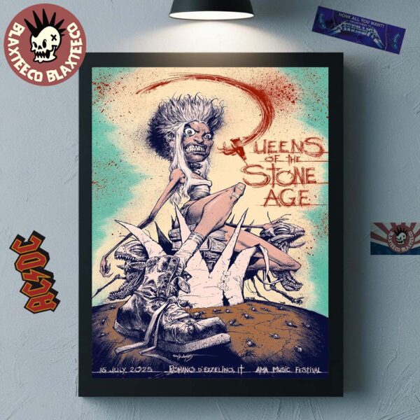 Queens Of The Stone Age AMA Music Festival 2025 Poster In Romano d’Ezzelino Italy On July 16 2025 Home Decor Poster Canvas