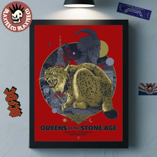 Queens Of The Stone Age Budapest Hungary 2025 Event Poster At Budapest Park On July 19 2025 Home Decor Poster Canvas