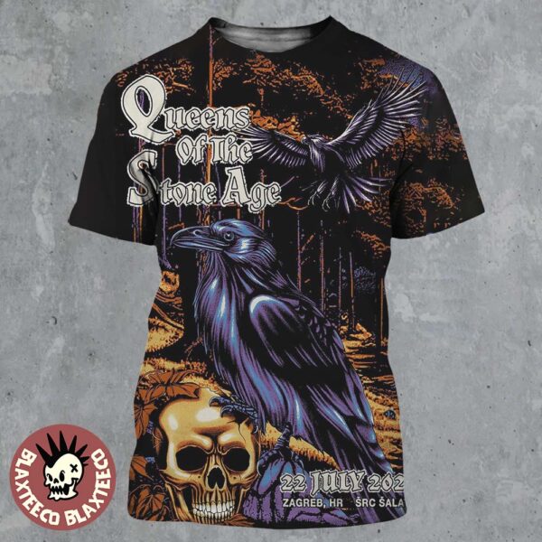 Queens Of The Stone Age Zagreb Croatia 2025 Event Poster At SRC Salata On July 22 2025 All Over Print Shirt