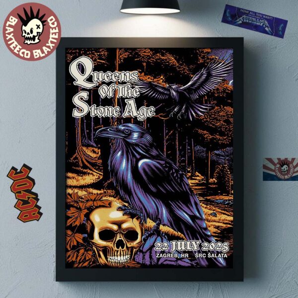 Queens Of The Stone Age Zagreb Croatia 2025 Event Poster At SRC Salata On July 22 2025 Home Decor Poster Canvas