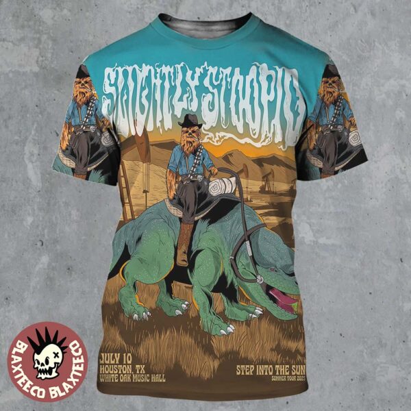 Slightly Stoopid Houston Texas 2025 Gig Poster At White Oak Music Hall On July 10 2025 Chewbacca Star Wars Art All Over Print Shirt