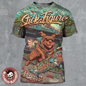 Stick Figure Levitate Music Festival 2025 Event Poster In Marshfield MA On July 12 2025 Skating Dog Art All Over Print Shirt