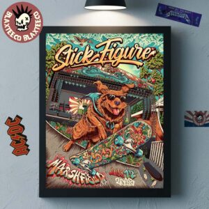 Stick Figure Levitate Music Festival 2025 Event Poster In Marshfield MA On July 12 2025 Skating Dog Art Home Decor Poster Canvas