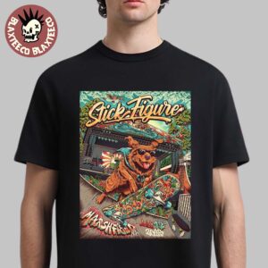 Stick Figure Levitate Music Festival 2025 Event Poster In Marshfield MA On July 12 2025 Skating Dog Art Unisex T-Shirt