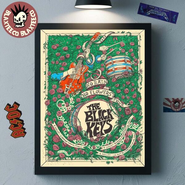The Black Keys No Rain No Flowers Tour 2025 France On July 4 5 And 6 Home Decor Poster Canvas