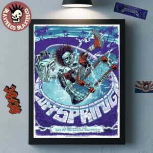 The Offspring Supercharged Tour 2025 In Toronto ON Canada Concert Poster At Budweiser Stage On July 23 2025 Skating Skeleton Home Decor Poster Canvas