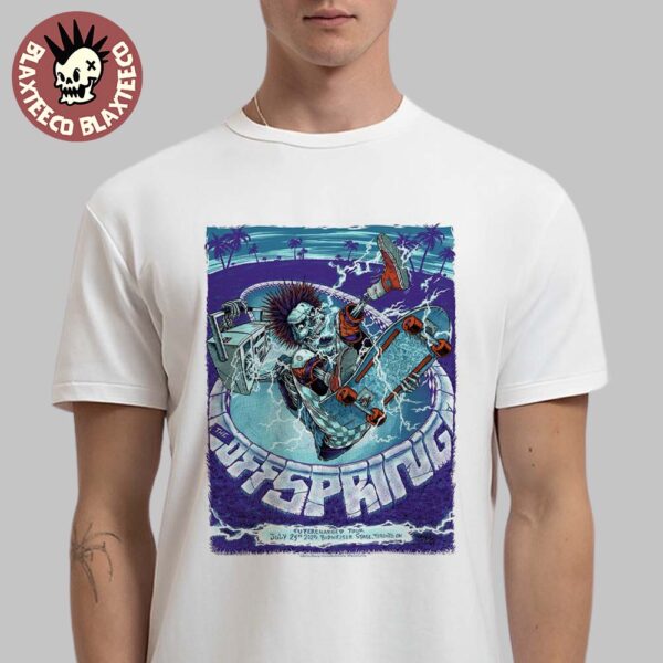 The Offspring Supercharged Tour 2025 In Toronto ON Canada Concert Poster At Budweiser Stage On July 23 2025 Skating Skeleton Unisex T-Shirt