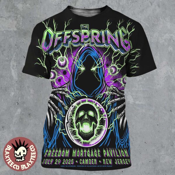 The Offspring Supercharged World Tour Camden New Jersey 2025 Concert Poster At Freedom Mortgage Pavilion On July 29 2025 Black Magic Witch Art All Over Print Shirt