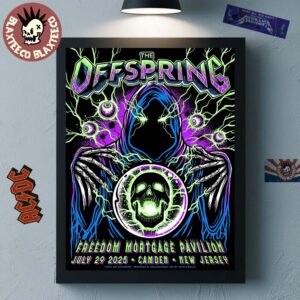 The Offspring Supercharged World Tour Camden New Jersey 2025 Concert Poster At Freedom Mortgage Pavilion On July 29 2025 Black Magic Witch Art Home Decor Poster Canvas