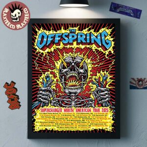 The Offspring Supercharged Worldwide North American Tour 2025 Electric Skeleton With Tour Dates Home Decor Poster Canvas