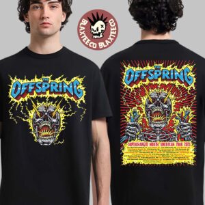 The Offspring Supercharged Worldwide North American Tour 2025 Electric Skeleton With Tour Dates Two Sided T-Shirt