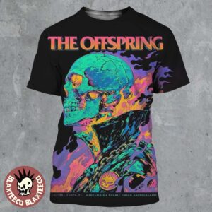 The Offspring Tampa Florida 2025 Venue Poster At MidFlorida Credit Union Amphitheatre On July 12 2025 Flaming Skeleton Supercharged Worldwide North American Tour All Over Print Shirt