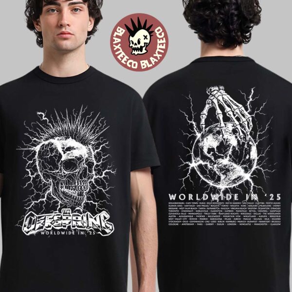 The Offspring Worldwide In 25 Mohawk Skull 2025 Tour Two Sided T-Shirt
