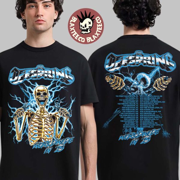 The Offspring Worldwide In 25 North American Merch Spark Plug Skeleton 2025 Tour T-Shirt