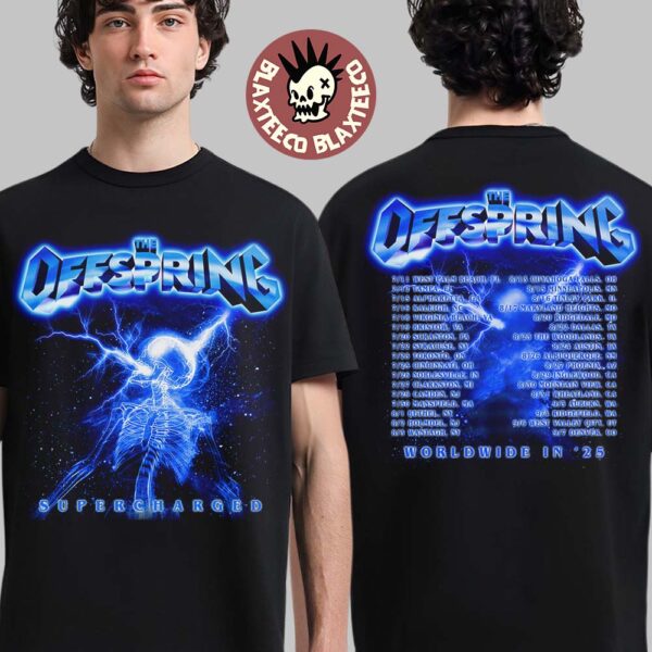 The Offspring Worldwide In 25 North American Merch Supercharged Skeleton 2025 Tour T-Shirt