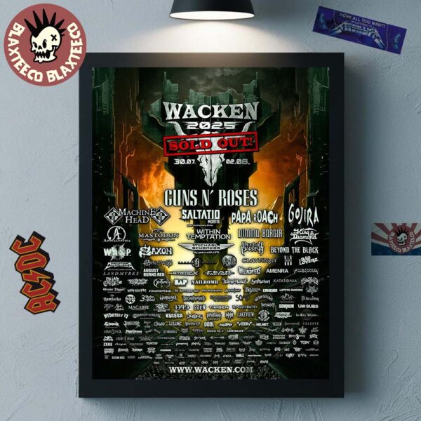 Wacken Open Air 2025 Festival From July 30 To August 2 2025 In Schleswig Holstein Germany Bands Lineup Poster Canvas For Home Decor