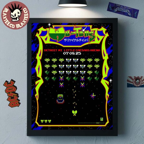 Wu Tang Clan Detroit Michigan Concert Poster At Little Caesars Arena On July 8 2025 Retro Space Invaders Inspired Art Home Decor Poster Canvas