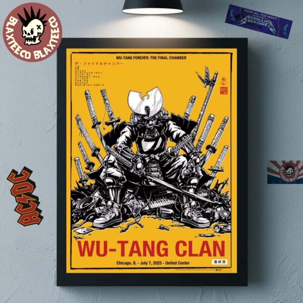 Wu Tang Clan The Final Chamber Tour 2025 Chicago Illinois Event Poster At United Center On July 7 2025 The Shogun Art Home Decor Poster Canvas