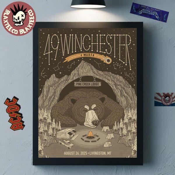 49 Winchester Livingston Montana 2025 Gig Poster At Pine Creek Lodge On August 26 2025 Home Decor Poster Canvas