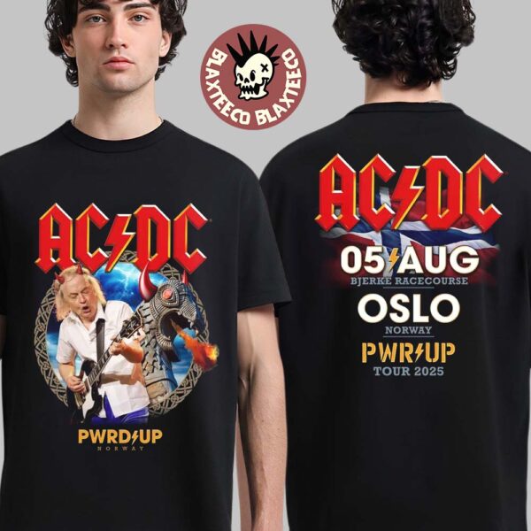 ACDC Oslo PWR Up Tour Event Tee 2025 In Norway At Bjerke Racecourse On August 5 2025 Two Sided T-Shirt