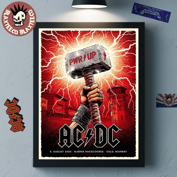 ACDC Oslo PWR Up Tour Poster 2025 In Norway At Bjerke Racecourse On August 5 2025 The Mjolnir Artwork Home Decor Poster Canvas