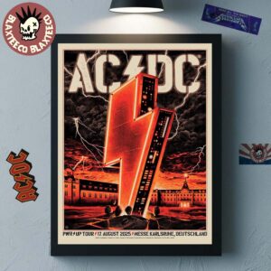 ACDC PWR Up Word Tour Karlsruhe 2025 Tour Poster Germany At The Messe On August 17 2025 Lightning Symbol Art Poster Canvas For Home Decor