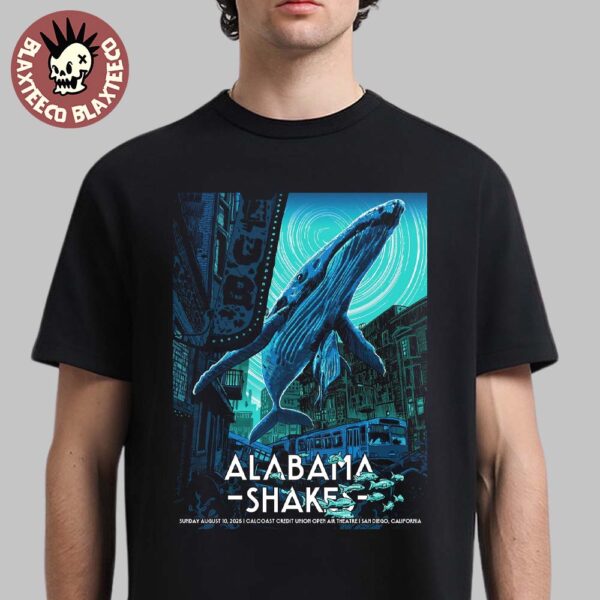 Alabama Shakes San Diego California 2025 Gig Poster At Calcoast Credit Union Open Air Theatre On August 10 2025 T-Shirt