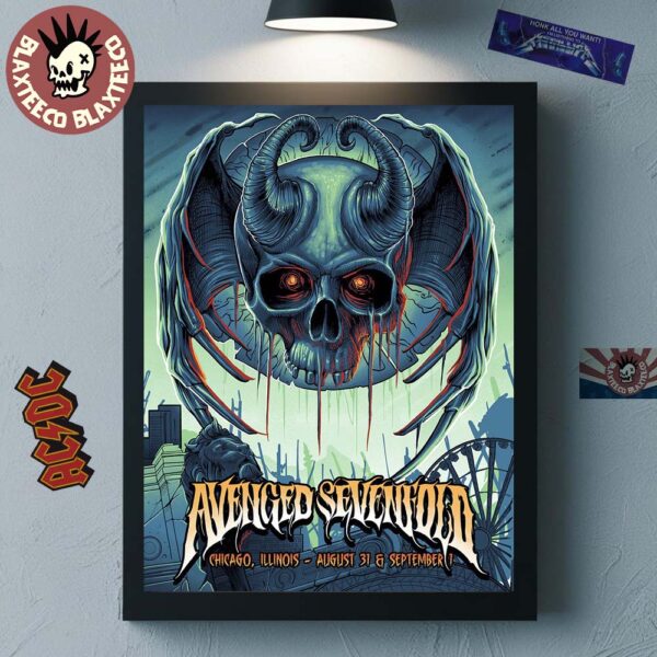 Avenged Sevenfold Chicago Illinois 2025 Venue Poster At Soldier Field On August 31 And September 1 2025 Home Decor Poster Canvas
