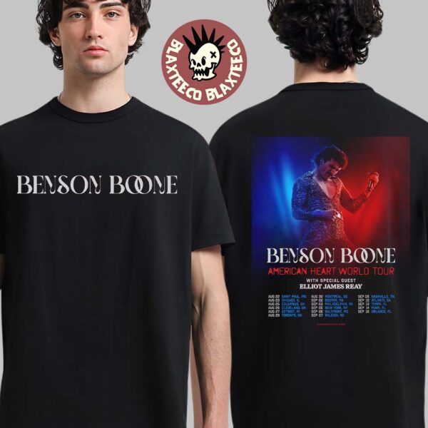 Benson Boone American Heart World Tour 2025 North America Cities Dates Two Sided T-Shirt