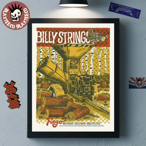 Billy Strings Fargo North Dakota 2025 Gig Poster At Scheels Arena On August 12 2025 Home Decor Poster Canvas