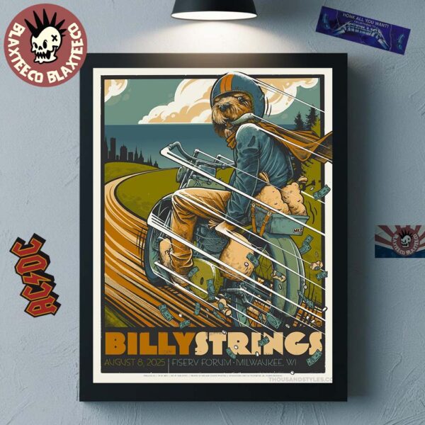 Billy Strings Milwaukee Wisconsin 2025 Gig Poster At Fiserv Forum On August 8 2025 Home Decor Poster Canvas