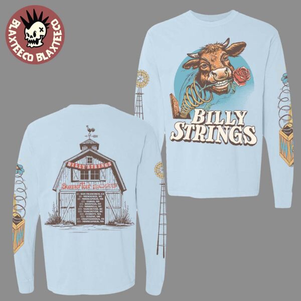 Billy Strings Summer 2025 Tour Merch Cow With Dates Long Sleeve Tee