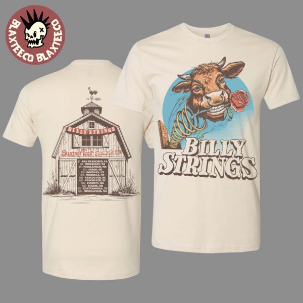 Billy Strings Summer 2025 Tour Merch Cow With Dates Two Sided T-Shirt