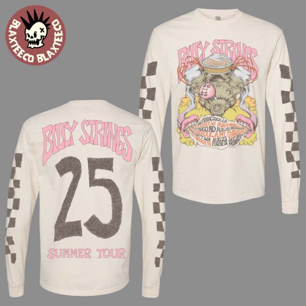 Billy Strings Summer 2025 Tour Merch Engine Summer Tour Poster Tee with Dates Long Sleeve Tee