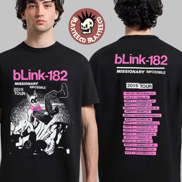 Blink 182 Missionary Impossible 2025 Tour Merch Black T-Shirt