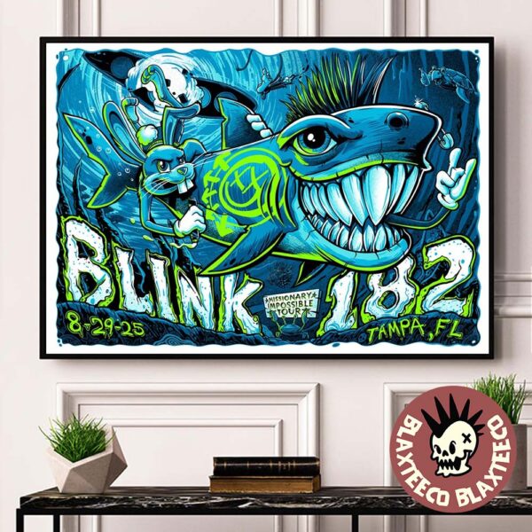 Blink 182 Tampa Florida 2025 Missionary Impossible Tour Venue Poster On August 29 2025 Landscape Poster Canvas
