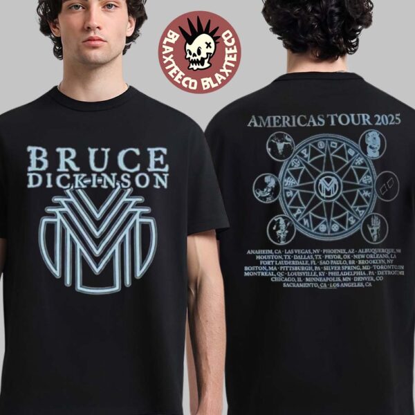 Bruce Dickinson American Tour 2025 The Mandrake Project Official Logo With Tour Dates T-Shirt