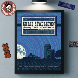 Christ Stapleton Noblesville Indiana 2025 Night 2 Gig Poster At Ruoff Music Center On August 2 2025 Home Decor Poster Canvas