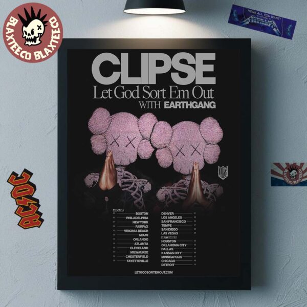 Clipse Let God Sort Em Out 2025 North American Tour Cities Dates Home Decor Poster Canvas