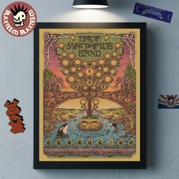 Dave Matthews Band Tonight Poster At Gorge Amphitheatre In Georgia Washington On August 29 2025 Home Decor Poster Canvas