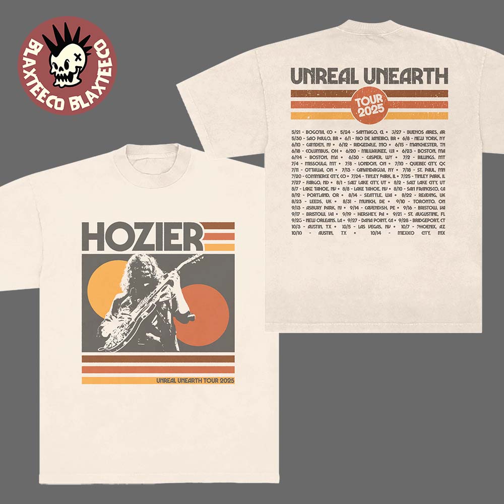 Hozier Unreal Unearth 2025 Tour Icon Logo Vintage Two Sided T-Shirt