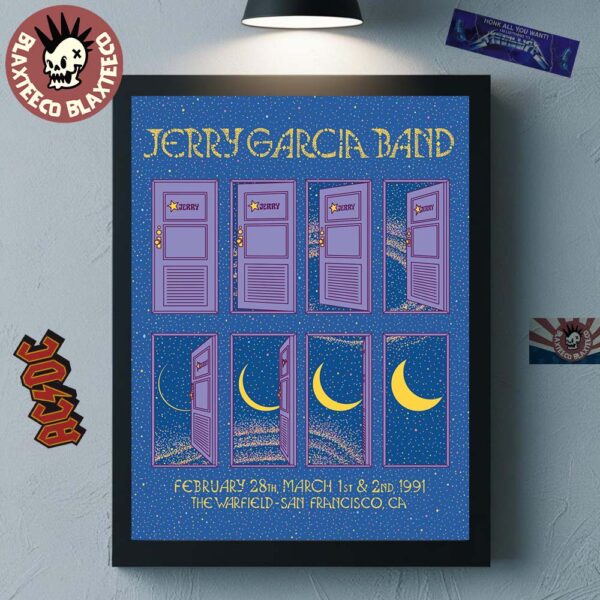 Jerry Garcia Live At The Warfield In San Francisco California On Feb 28 And Mar 1 And 2 1991 Home Decor Poster Canvas