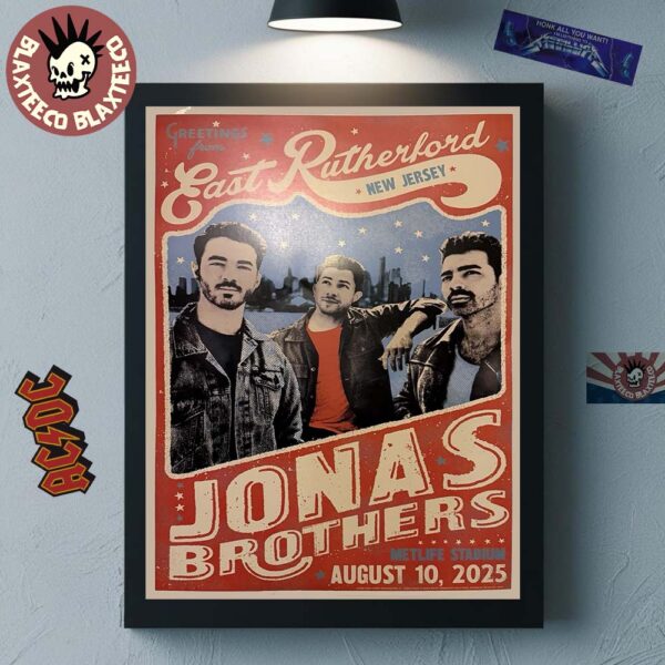 Jonas Brothers Greetings From East Rutherford New Jersey At Metlife Stadum On August 10 2025 Home Decor Poster Canvas