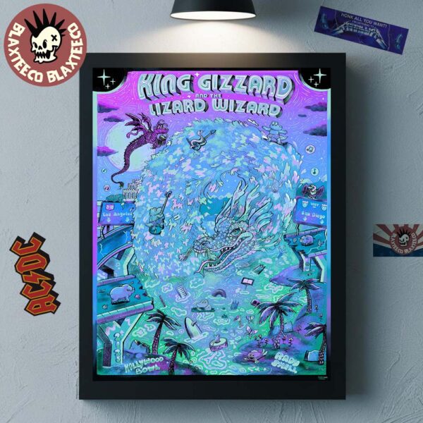 King Gizzard And The Lizard Wizard Los Angeles And San Diego Bootlegger Poster On August 10 And 11 2025 At Hollywood Bowl And Rady Shell Water Dragon Art Home Decor Poster Canvas