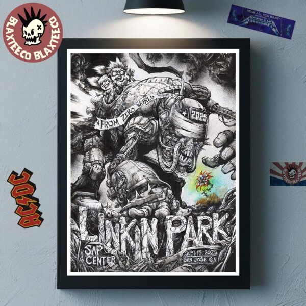 Linkin Park From Zero World Tour 2025 San Jose California Poster At SAP Center On September 15 2025 Home Decor Poster Canvas