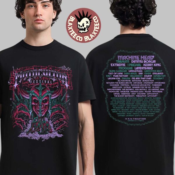 Motocultor Festival 2025 Merchandise Skeleton Knight Art With Tour Dates In Carhaix-Plouguer France On 14 15 16 17 August 2025 Two Sided T-Shirt